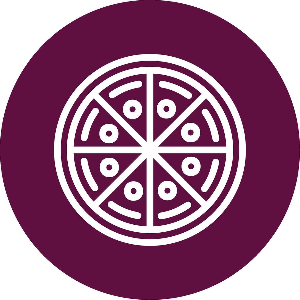 Pizza Outline Circle Icon vector