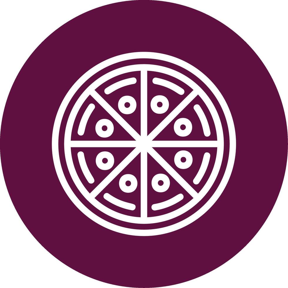 Pizza Outline Circle Icon vector