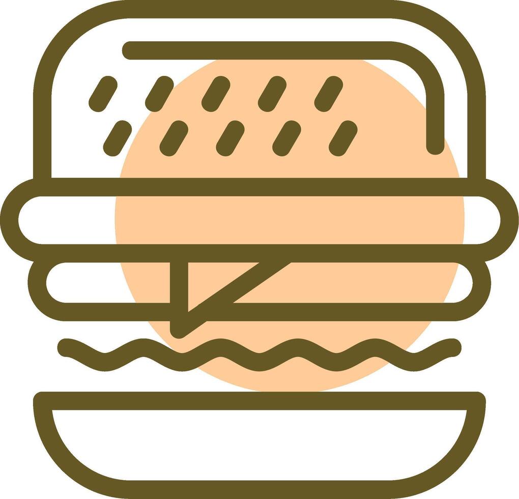 Burger Linear Circle Icon vector