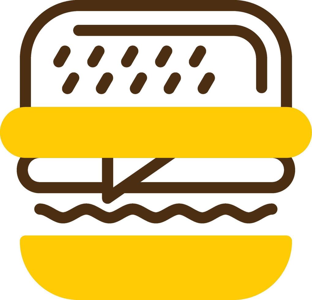 Burger Yellow Lieanr Circle Icon vector