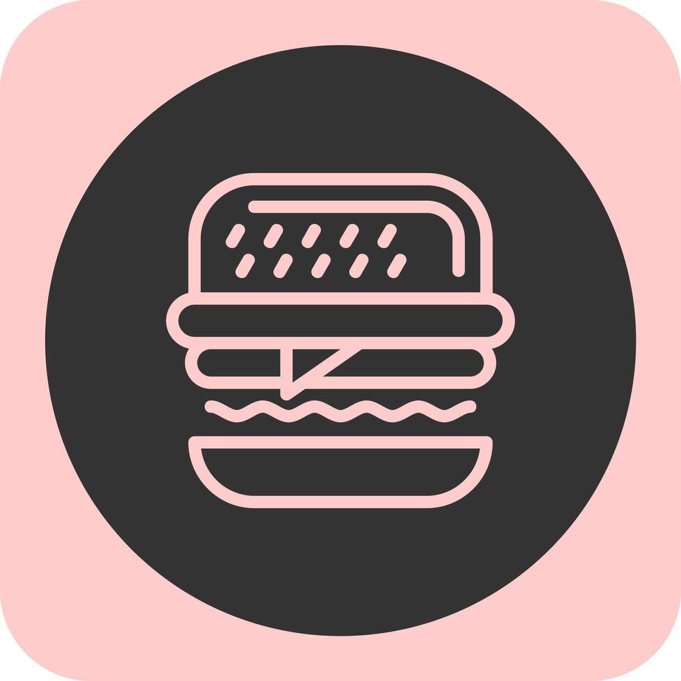 Burger Linear Round Icon vector