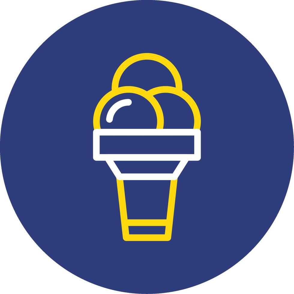 Ice Cream Cone Dual Line Circle Icon vector