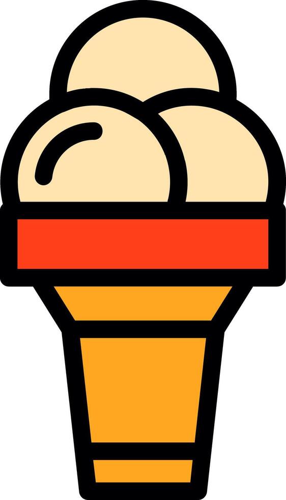 Ice Cream Cone Line Filled Icon vector