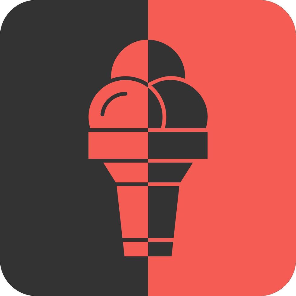 Ice Cream Cone Red Inverse Icon vector