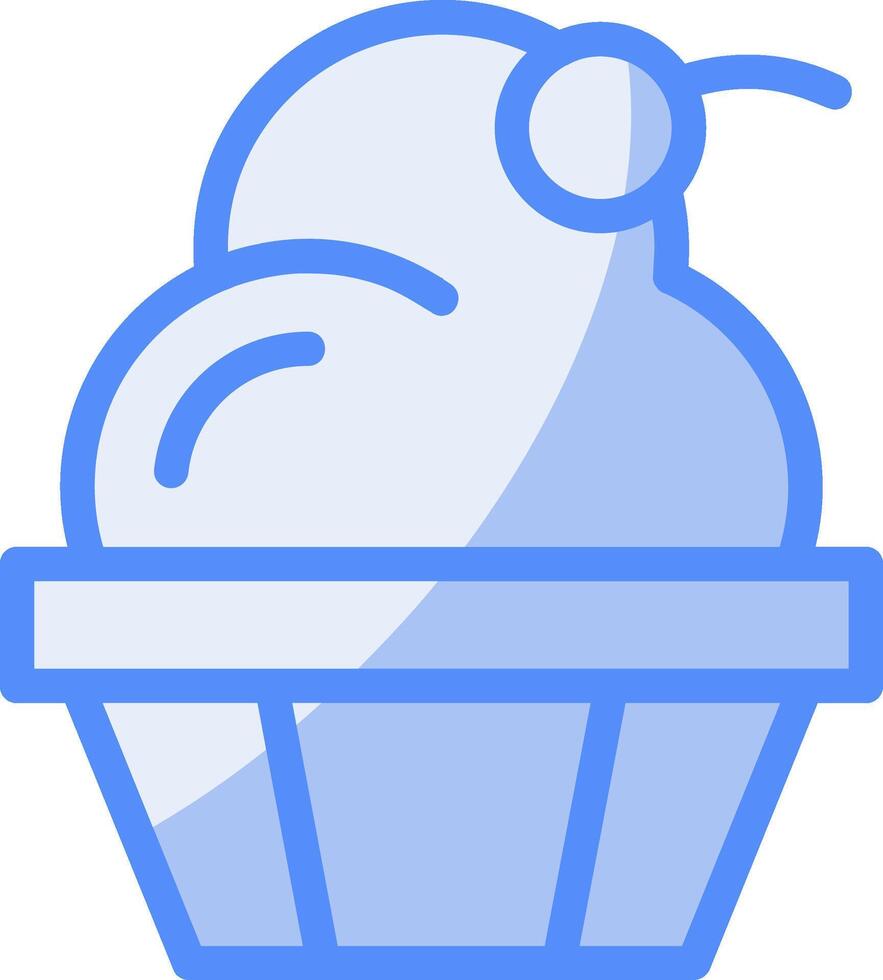 Cupcake Line Filled Blue Icon vector