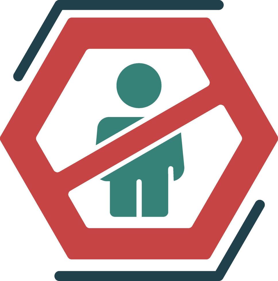 No en pie glifo dos color icono vector