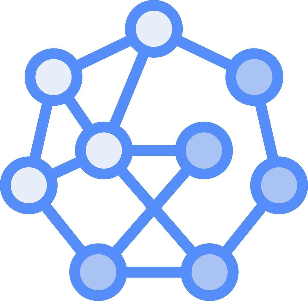 Neural Network Line Filled Blue Icon vector