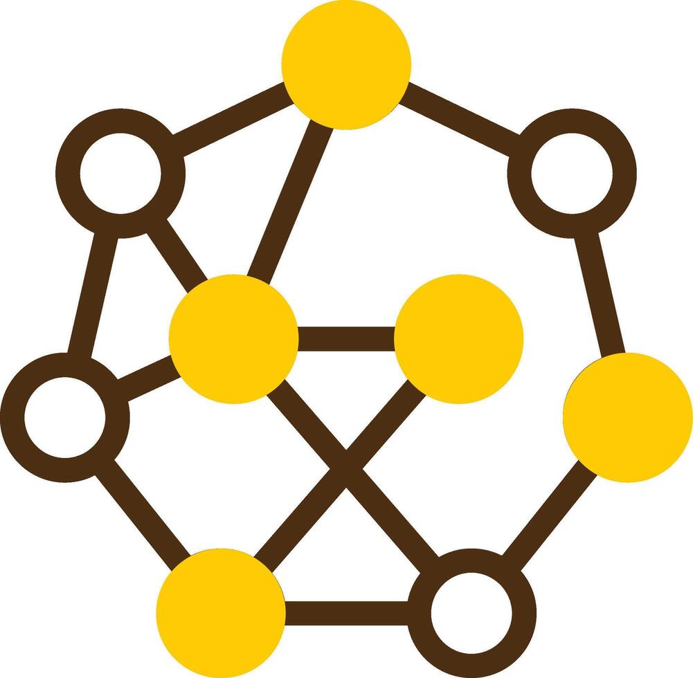 Neural Network Yellow Lieanr Circle Icon vector