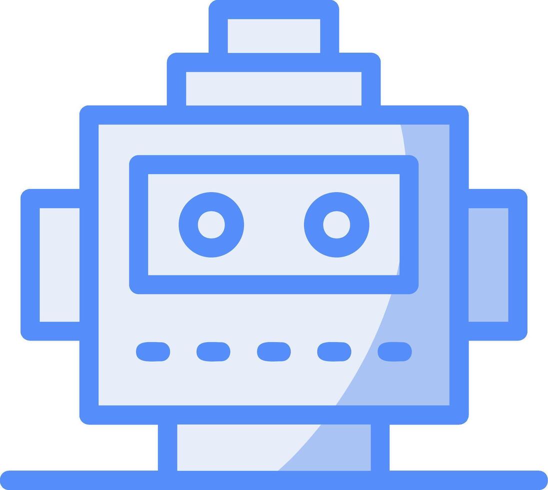 robot cabeza línea lleno azul icono vector