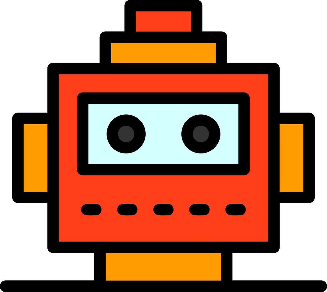 Robot Head Line Filled Icon vector