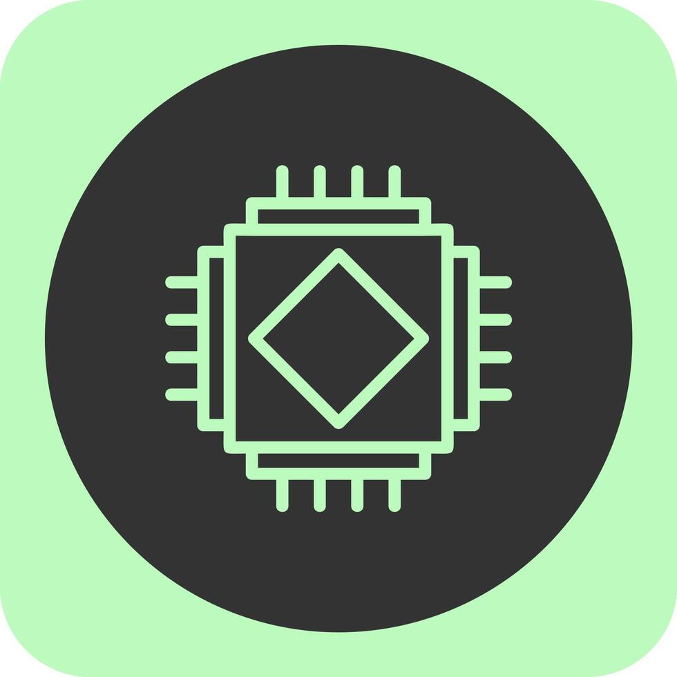 AI Chip Linear Round Icon vector