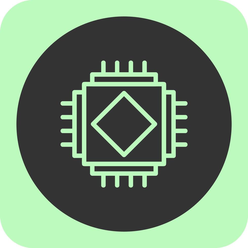 AI Chip Linear Round Icon vector