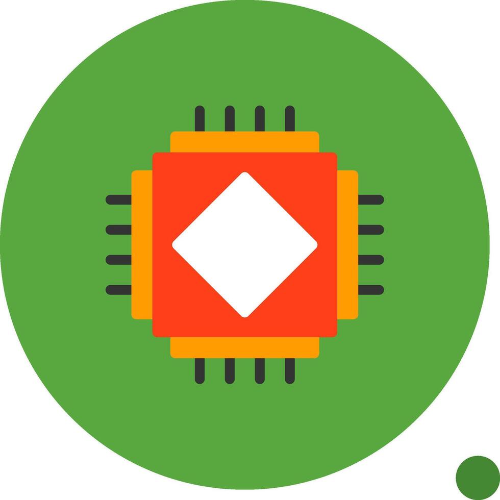 AI Chip Flat Shadow Icon vector