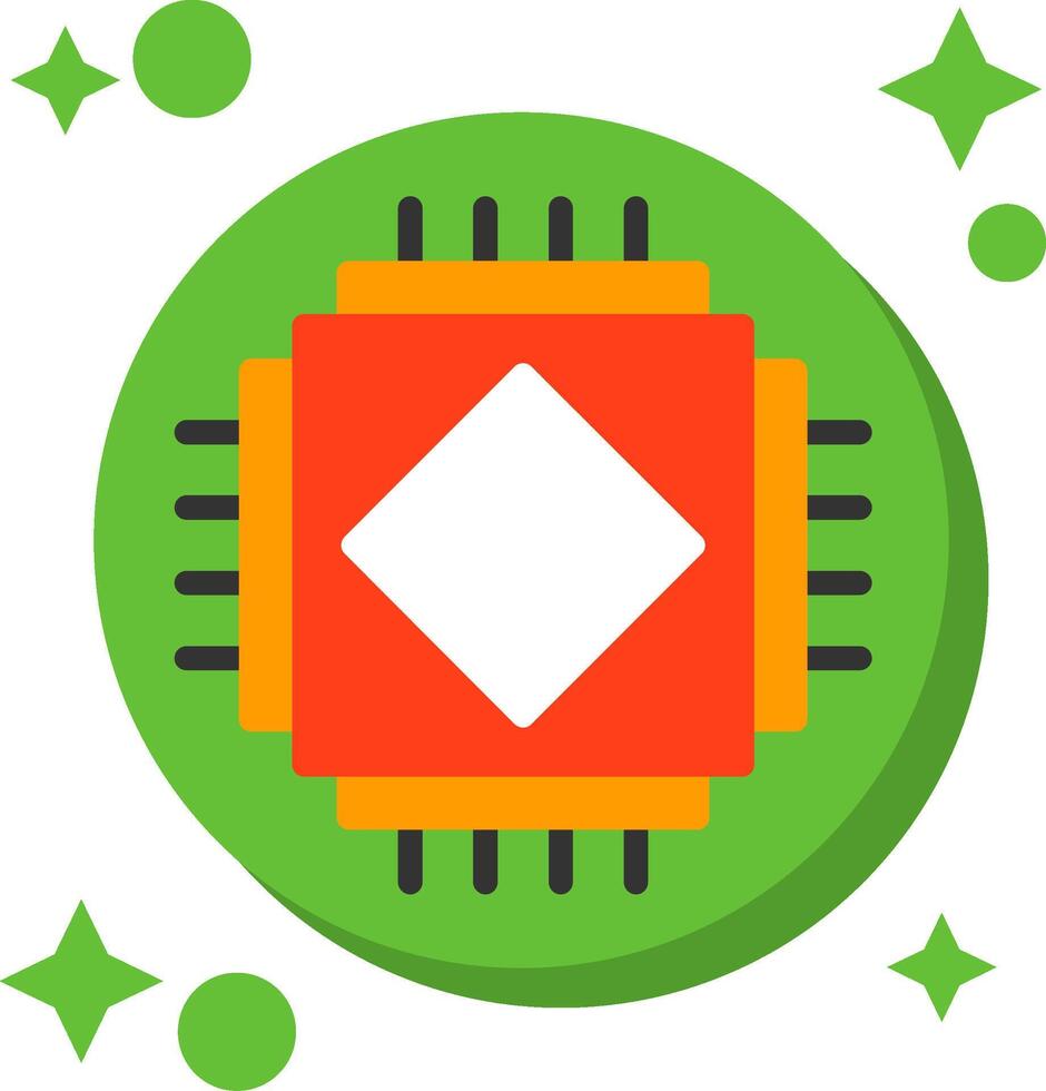 AI Chip Tailed Color Icon vector