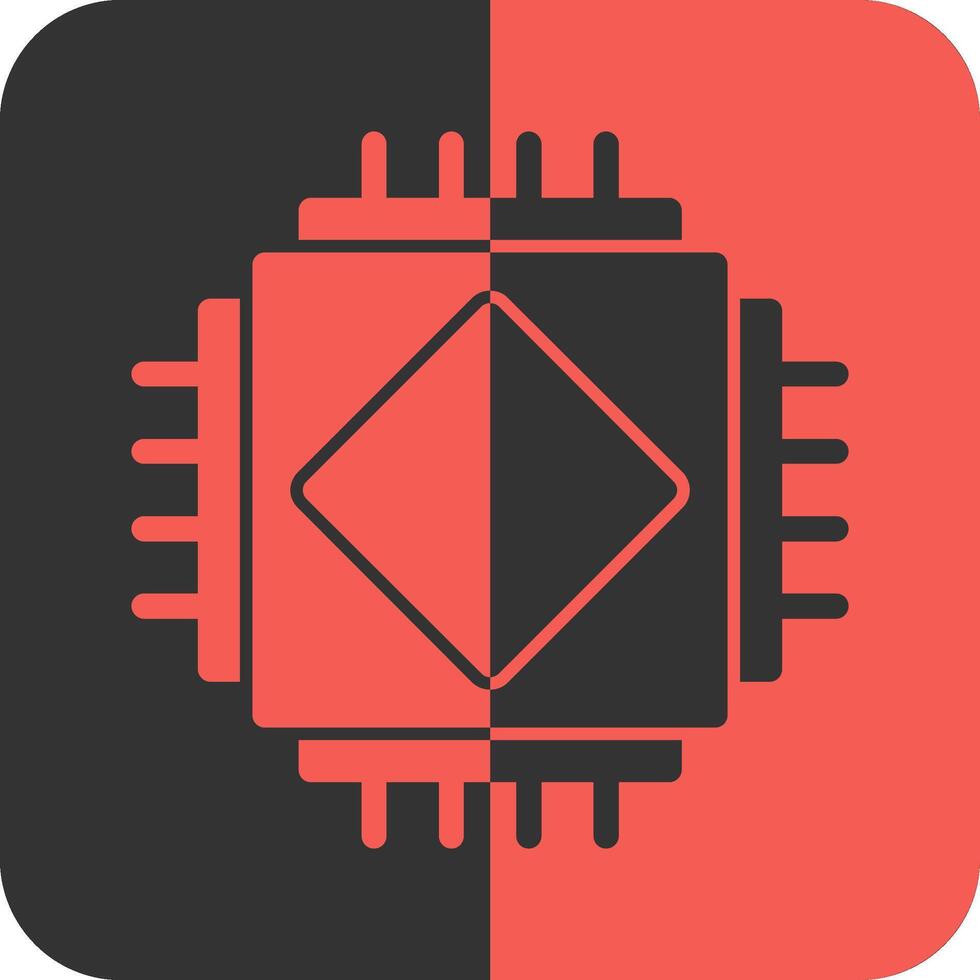 AI Chip Red Inverse Icon vector