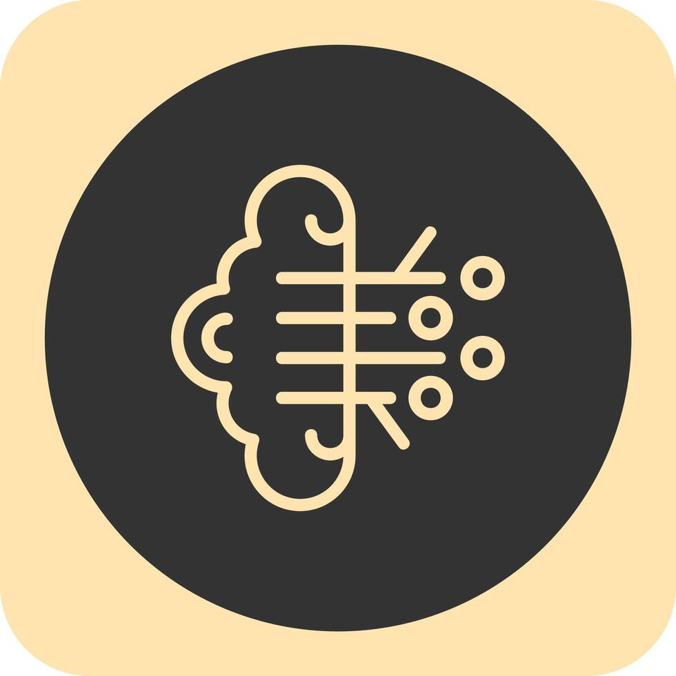 Brain Circuit Linear Round Icon vector