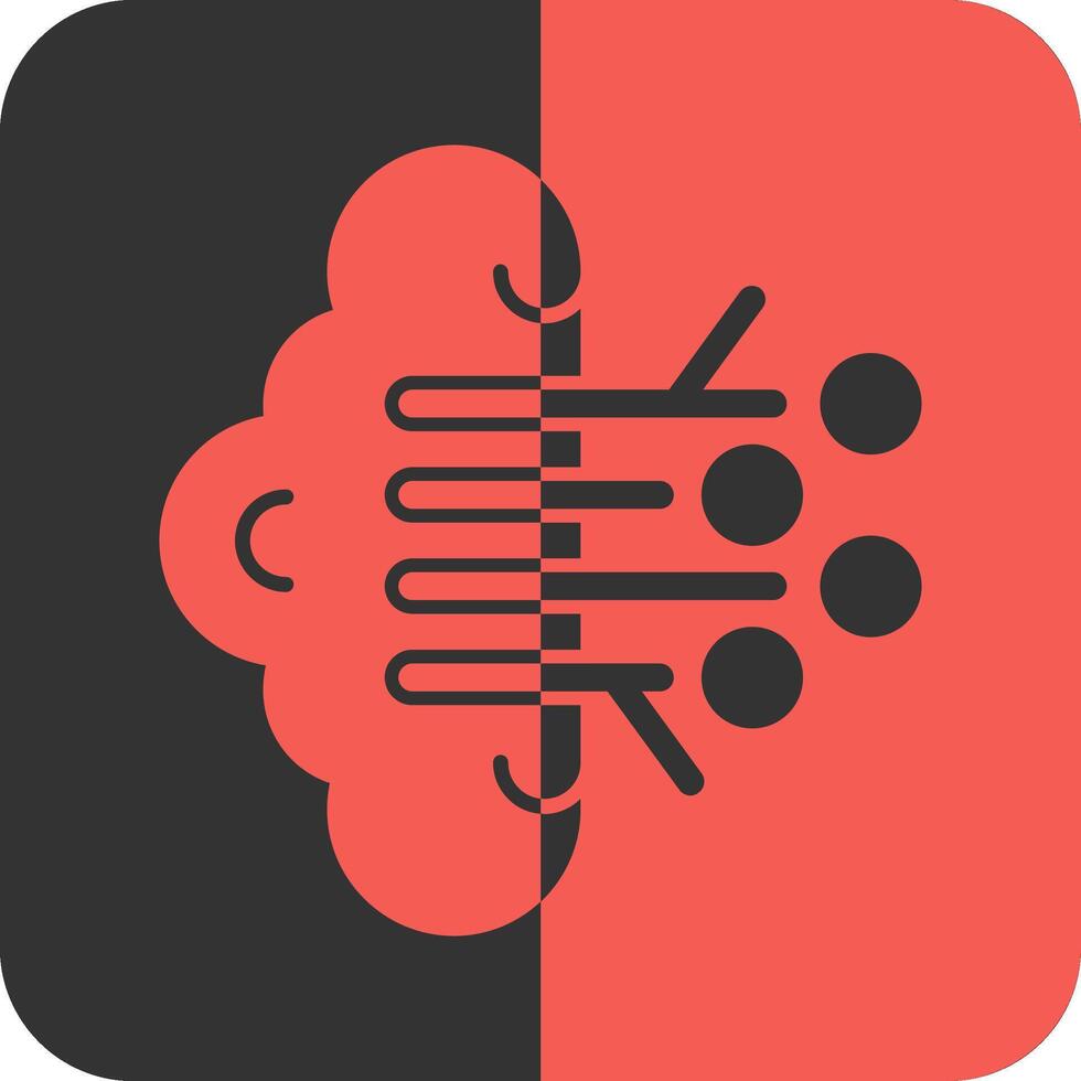 Brain Circuit Red Inverse Icon vector