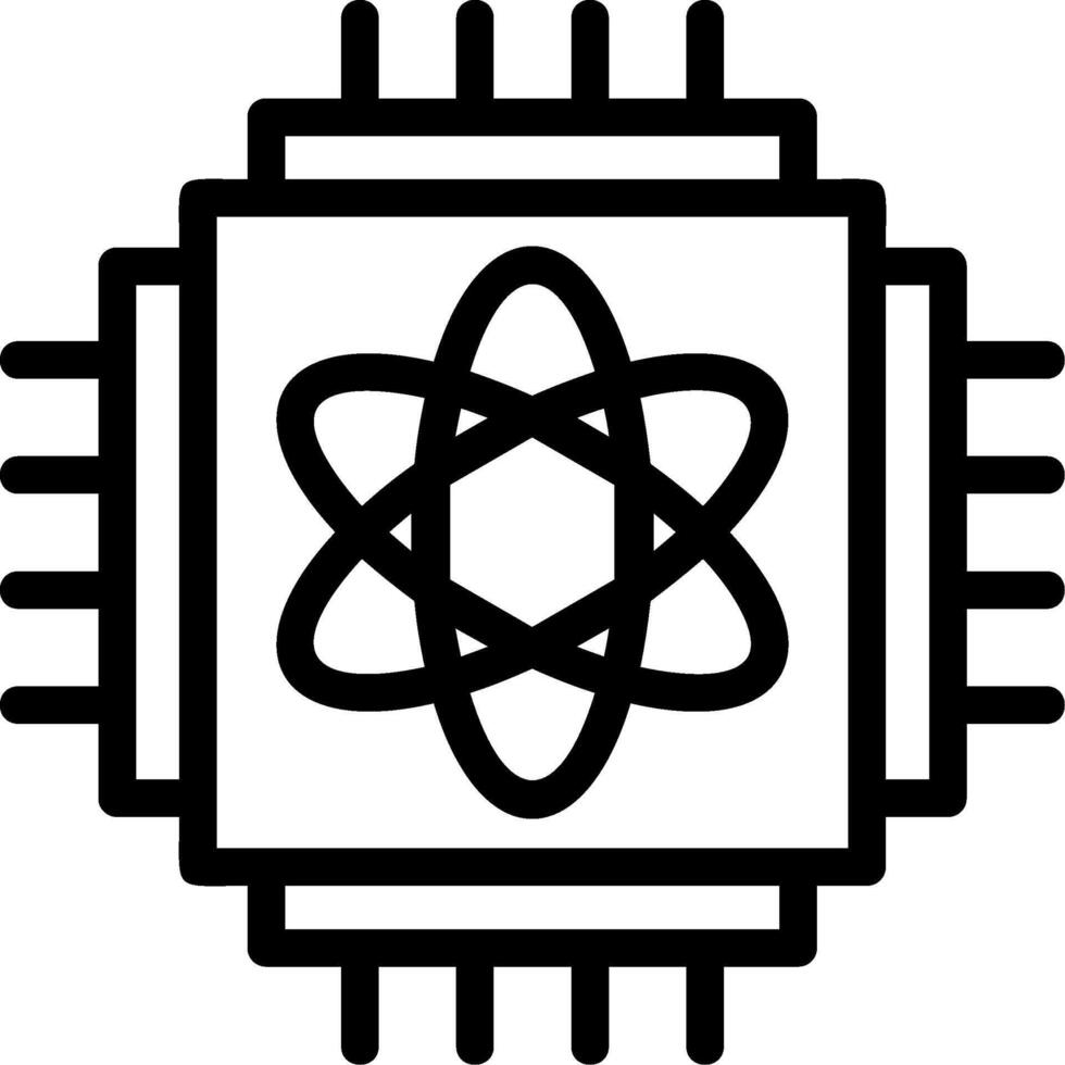 icono de línea de computación cuántica vector