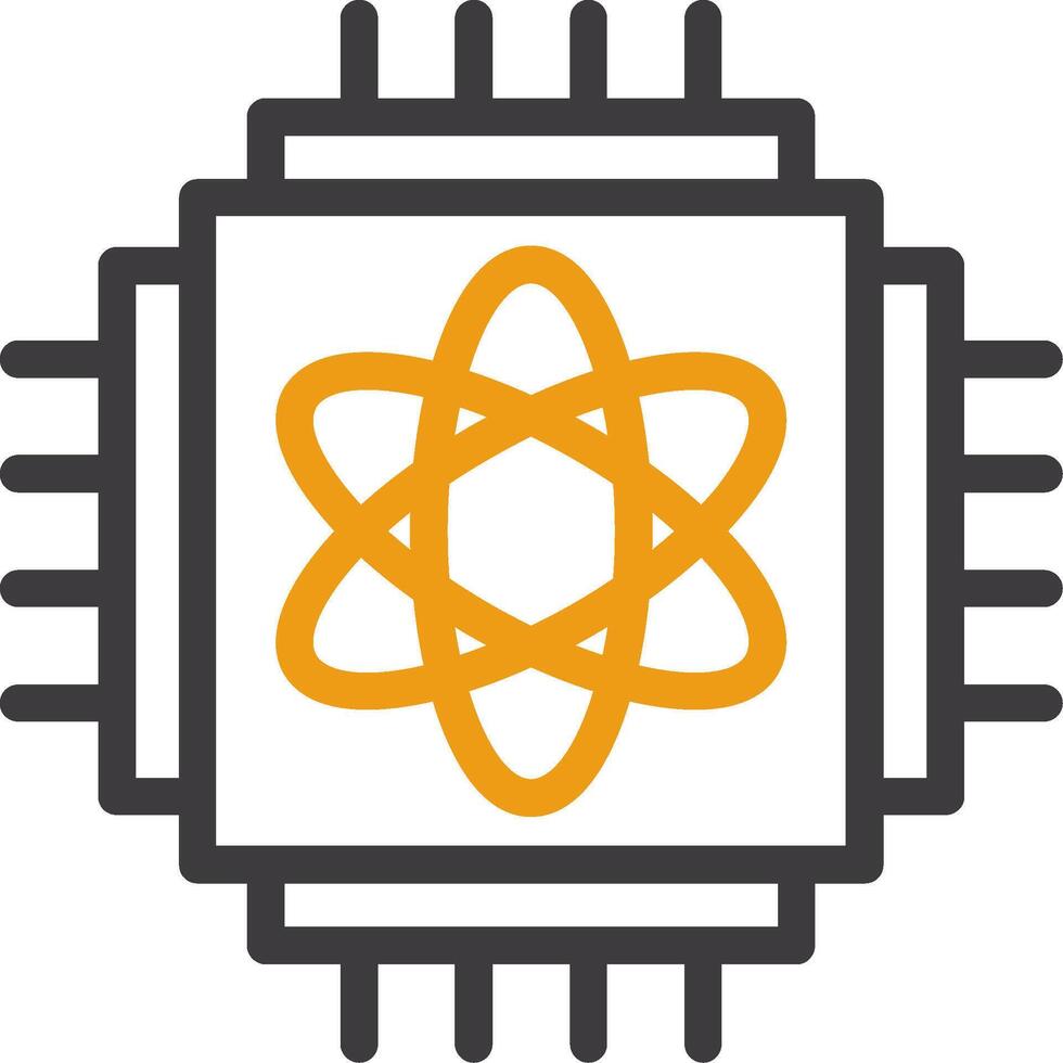 Quantum Computing Line Circle Icon vector
