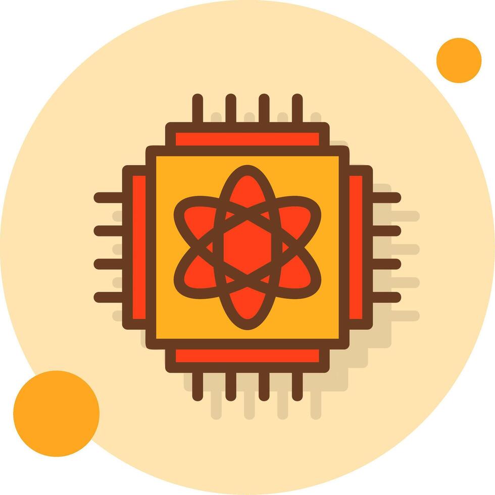 Quantum Computing Filled Shadow Circle Icon vector