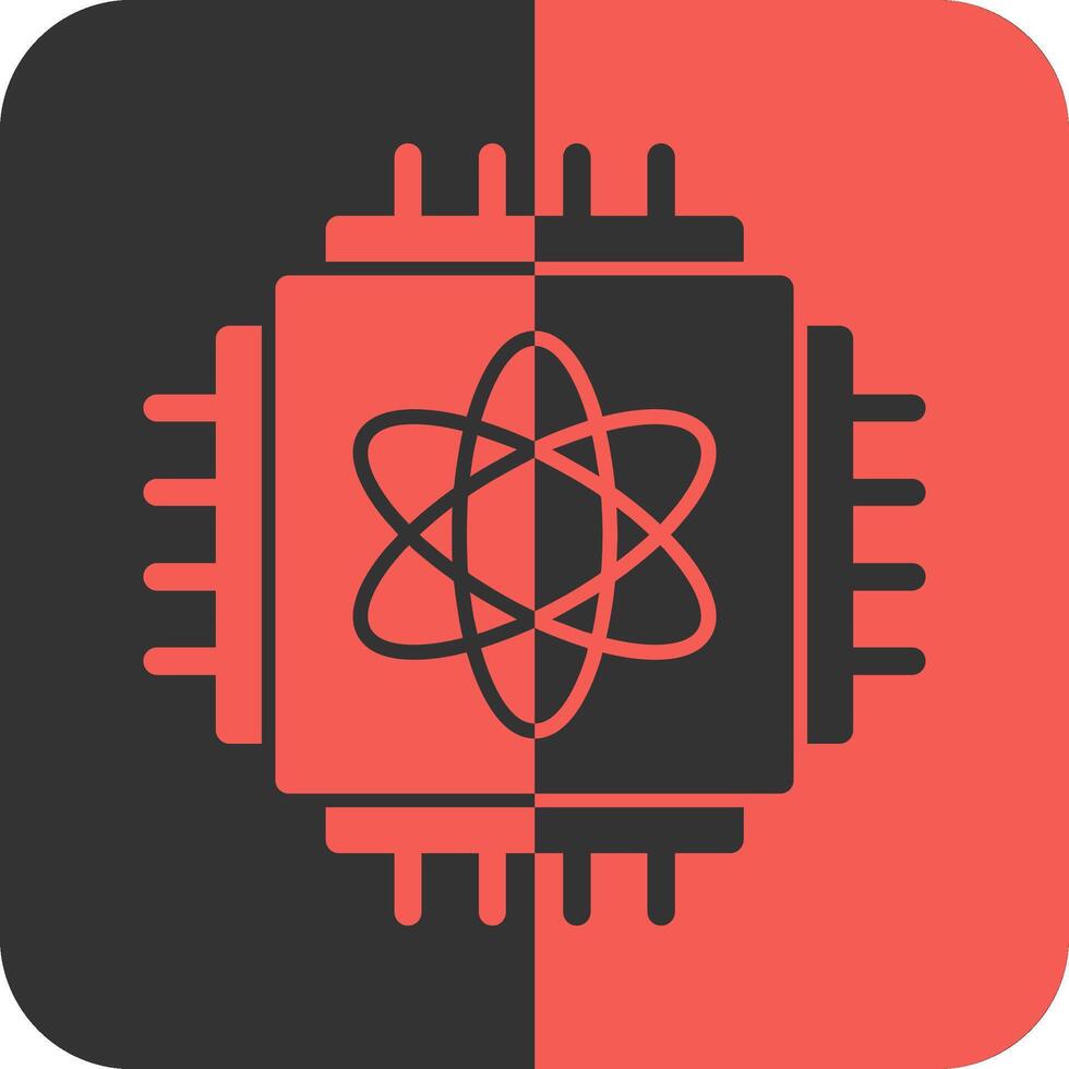 Quantum Computing Red Inverse Icon vector