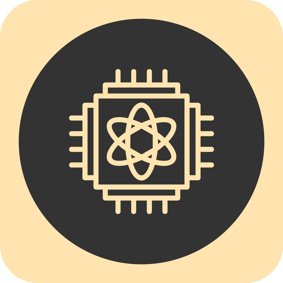 Quantum Computing Linear Round Icon vector