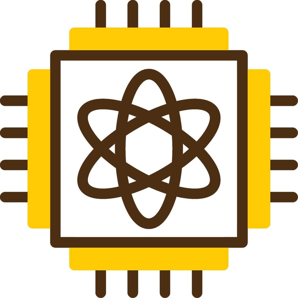 Quantum Computing Yellow Lieanr Circle Icon vector