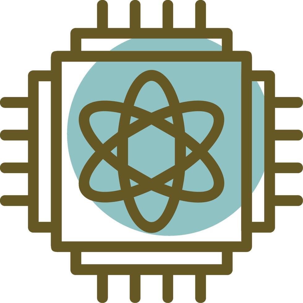 Quantum Computing Linear Circle Icon vector