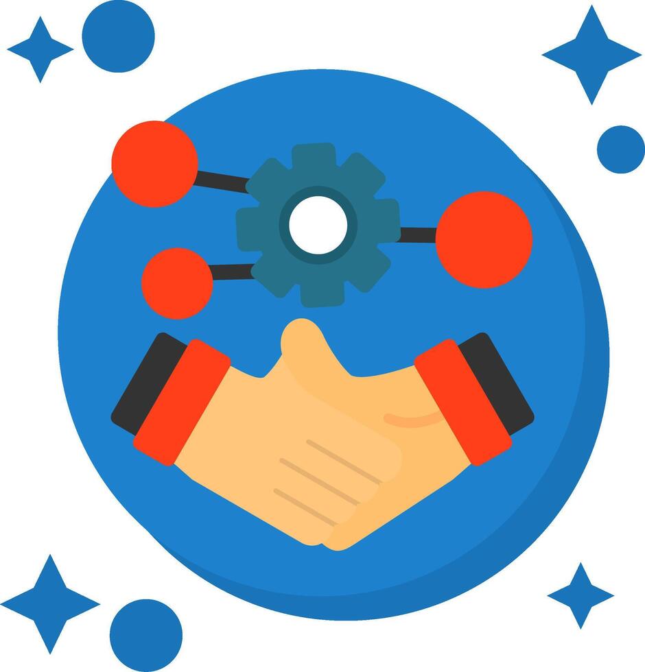 Handshake symbolizing networking Tailed Color Icon vector