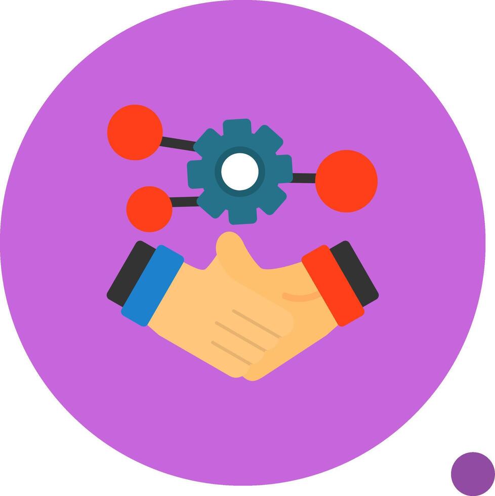 Handshake symbolizing networking Flat Shadow Icon vector