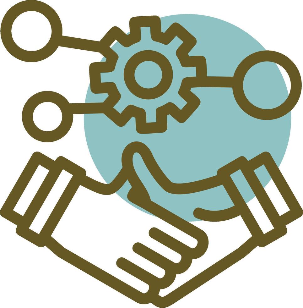 Handshake symbolizing networking Linear Circle Icon vector