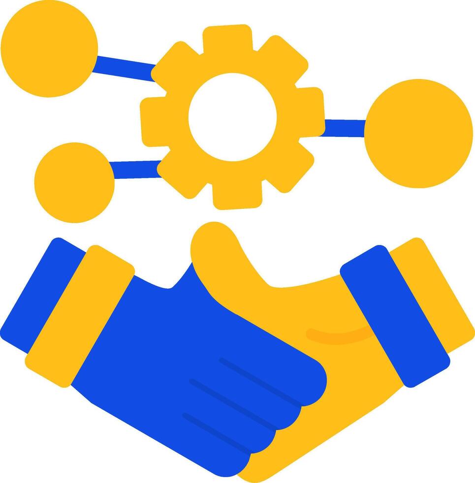 Handshake symbolizing networking Flat Two Color Icon vector
