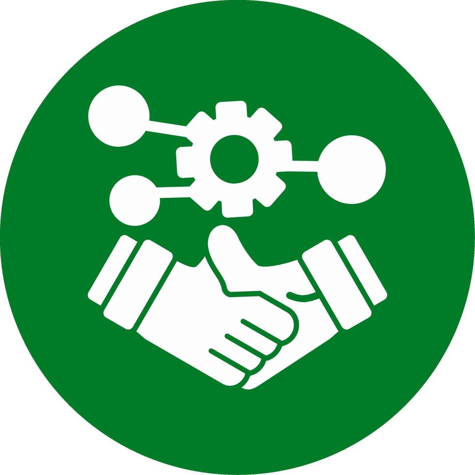 Handshake symbolizing networking Glyph Circle Icon vector