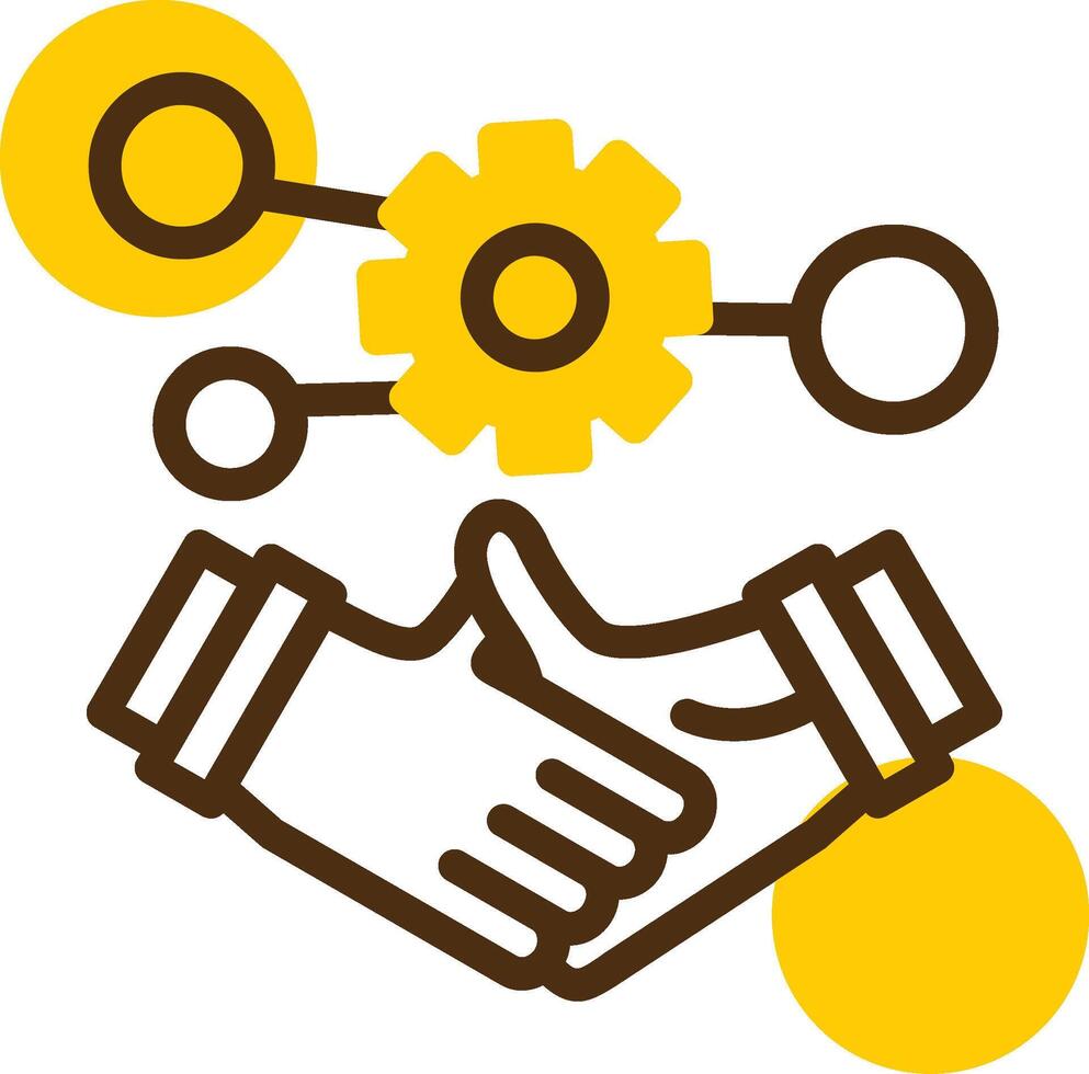 Handshake symbolizing networking Yellow Lieanr Circle Icon vector