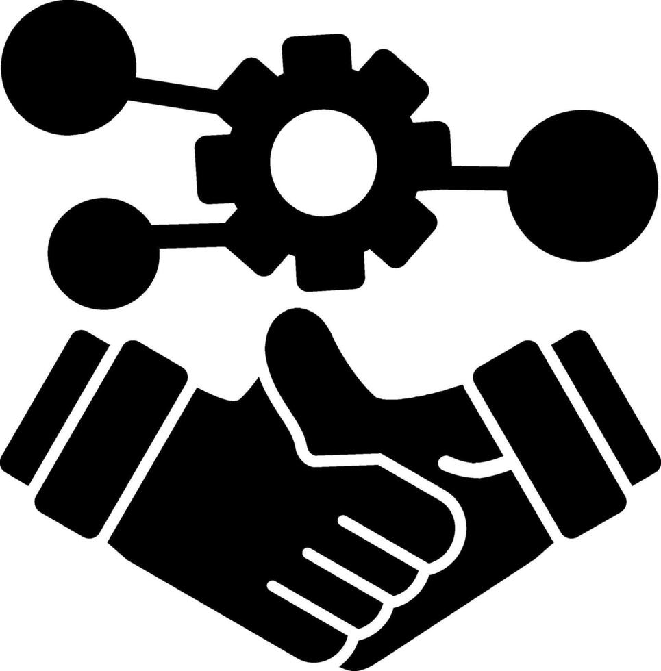 Handshake symbolizing networking Glyph Icon vector