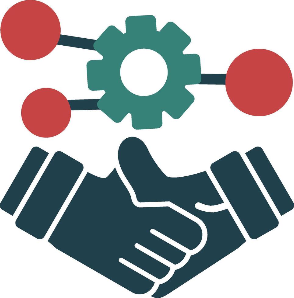 Handshake symbolizing networking Glyph Two Color Icon vector