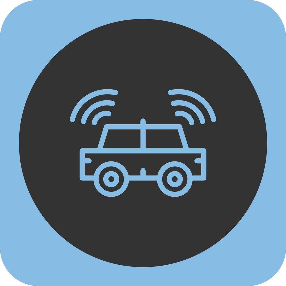 Autonomous Vehicle Linear Round Icon vector
