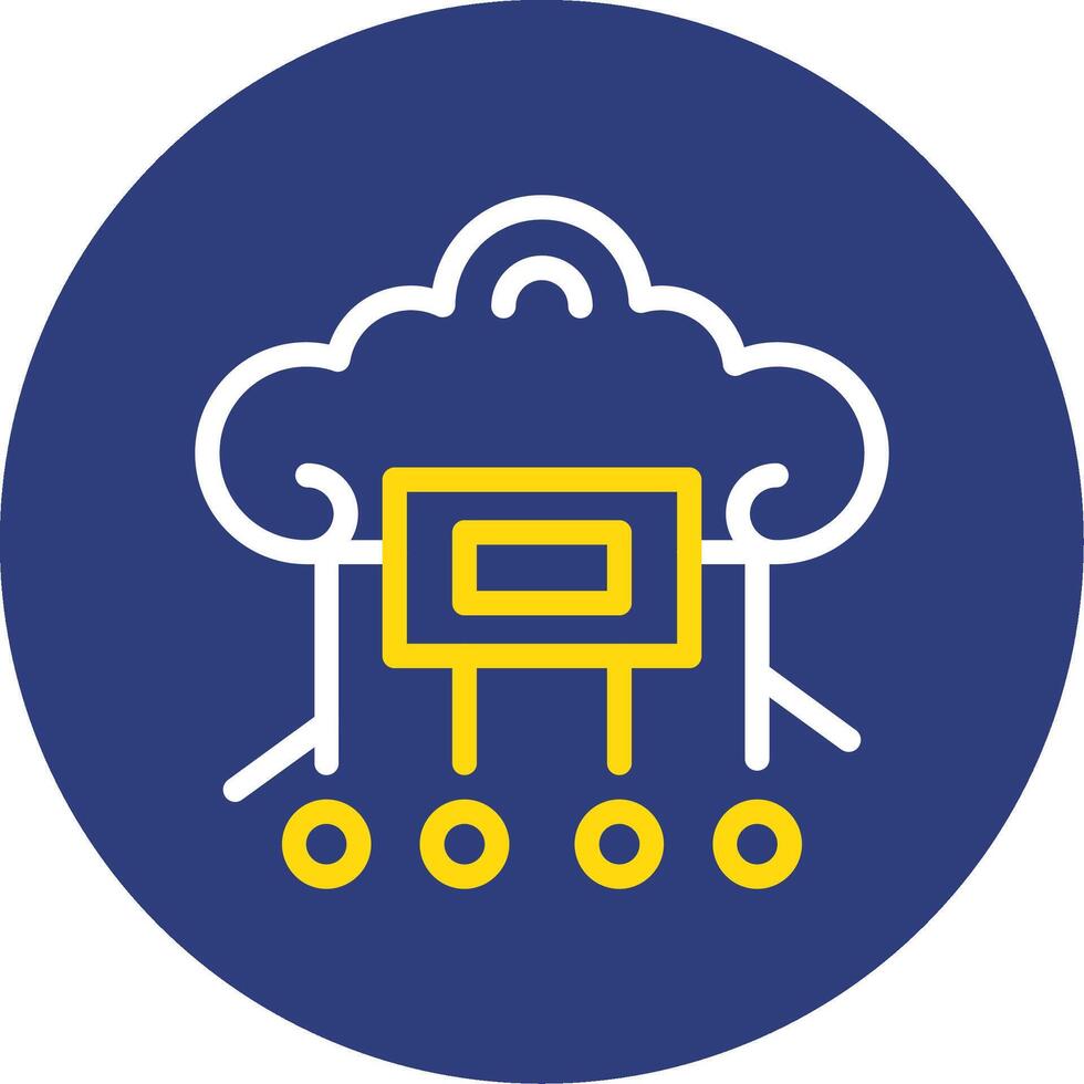 Cloud Computing Dual Line Circle Icon vector