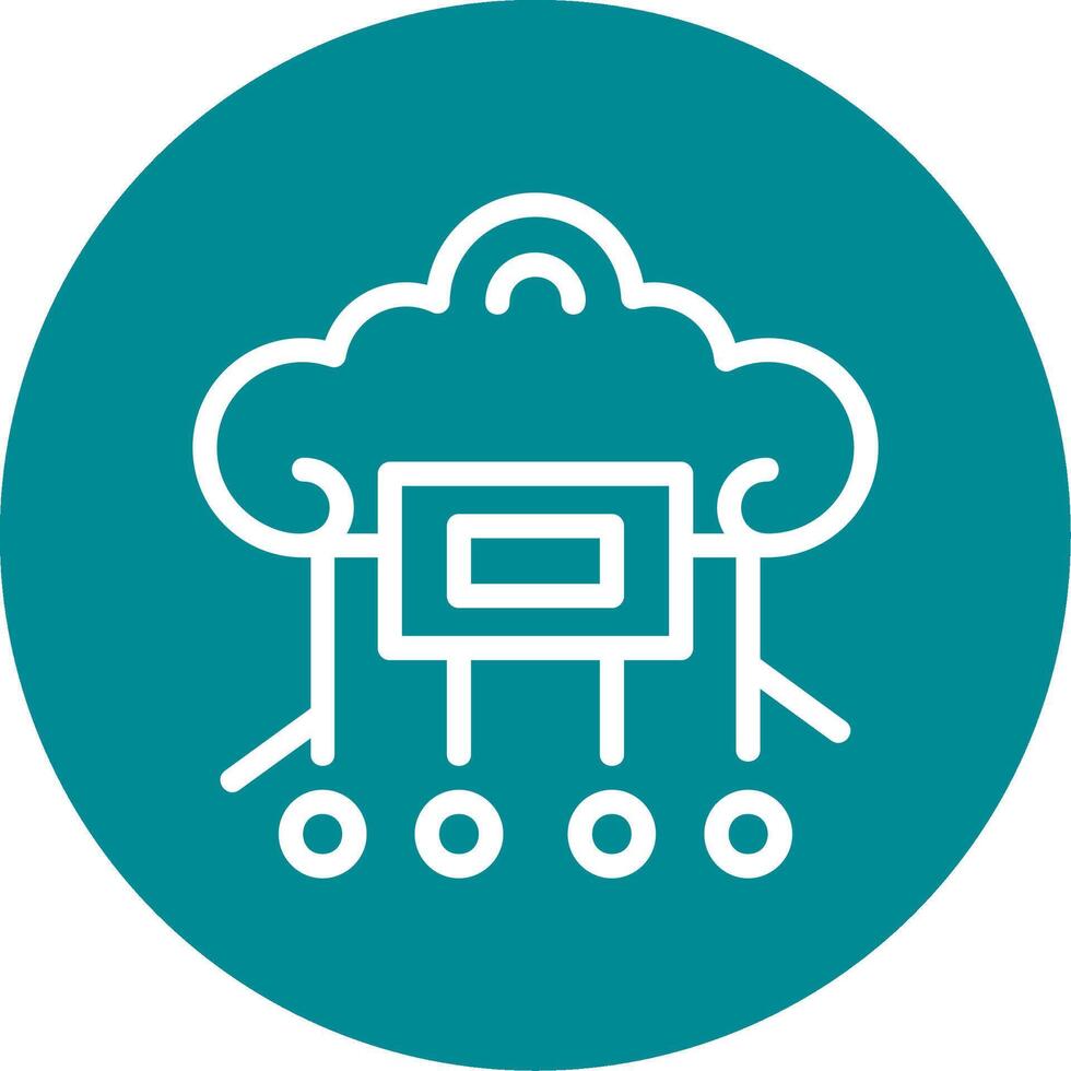 Cloud Computing Outline Circle Icon vector