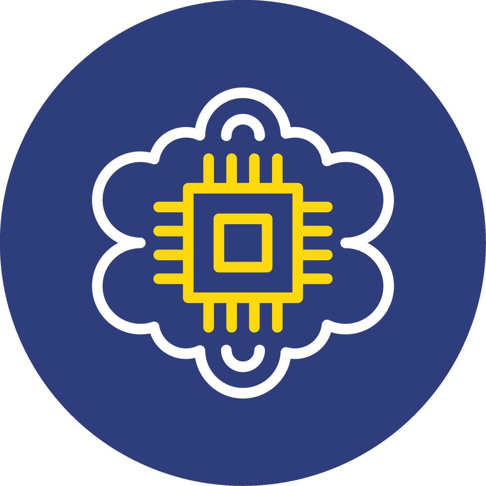 Cognitive Computing Dual Line Circle Icon vector