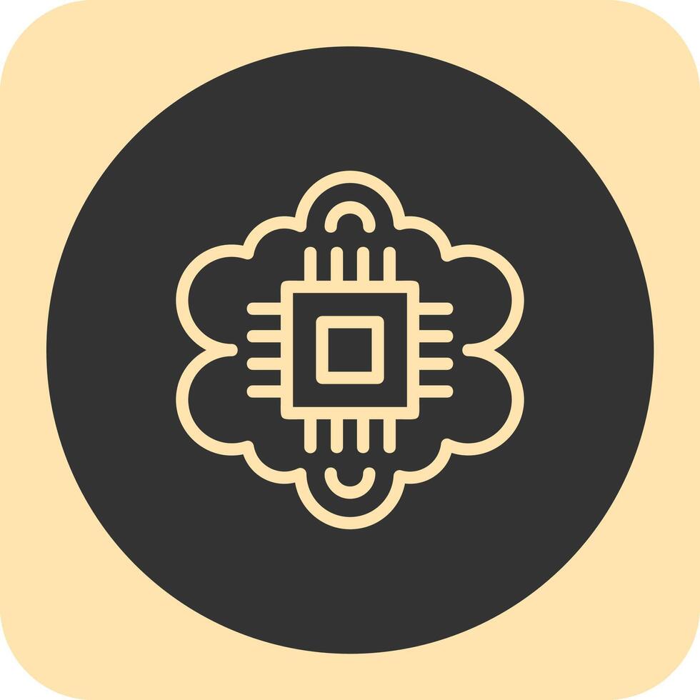 Cognitive Computing Linear Round Icon vector
