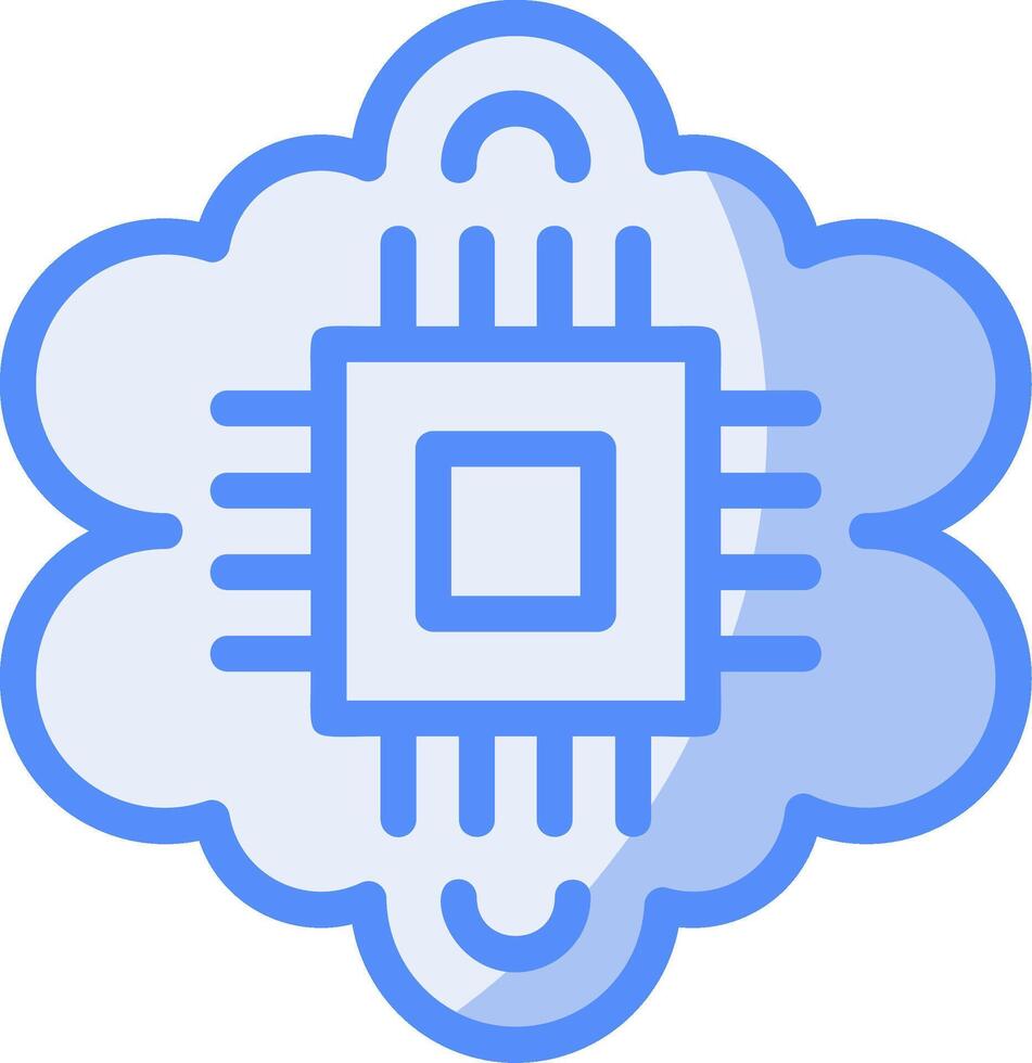 Cognitive Computing Line Filled Blue Icon vector