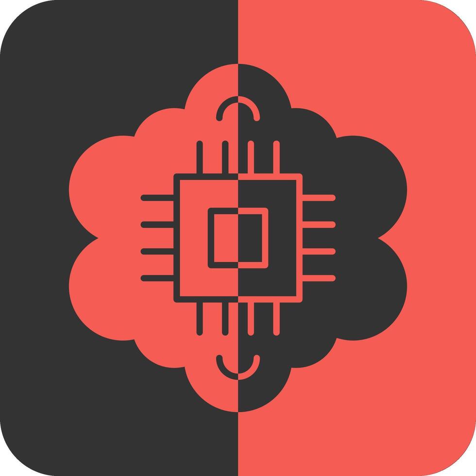 Cognitive Computing Red Inverse Icon vector