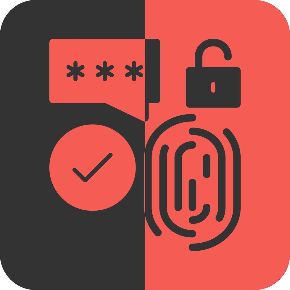 Biometric Security Red Inverse Icon vector