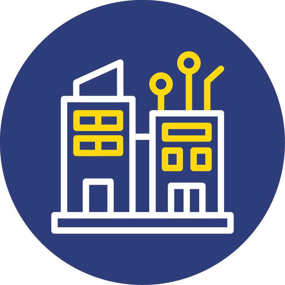 Smart City Dual Line Circle Icon vector