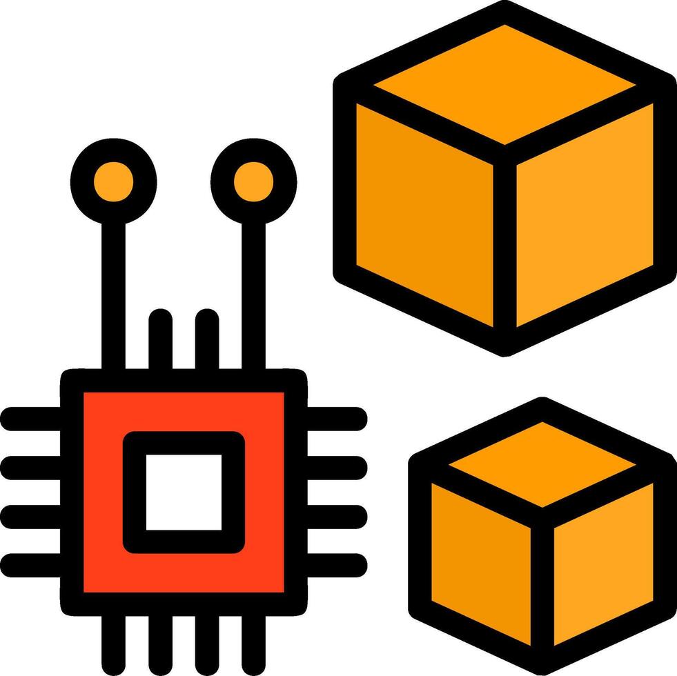 Digital Twin Line Filled Icon vector