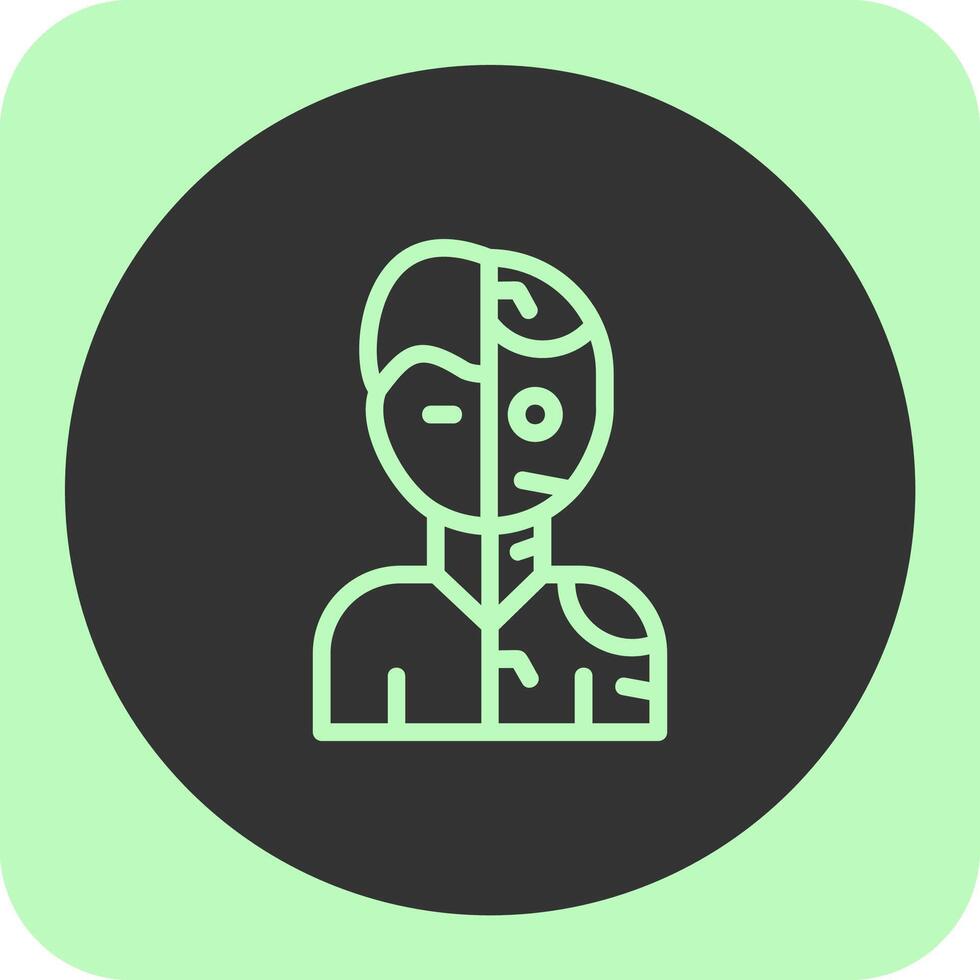 Humanoid Robot Linear Round Icon vector