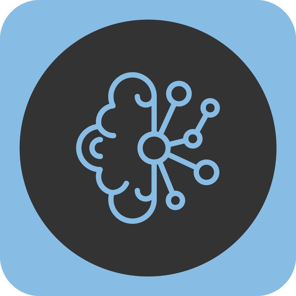 Brain Interface Linear Round Icon vector