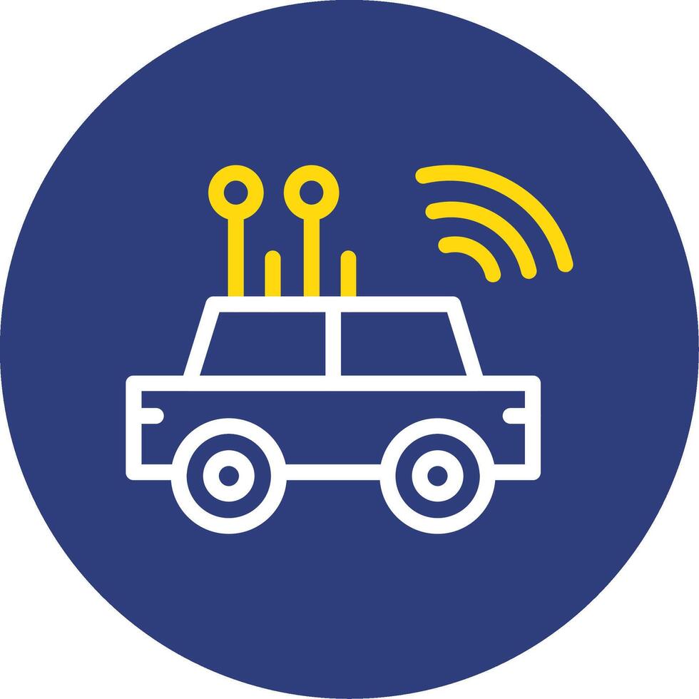 Self-driving Car Dual Line Circle Icon vector