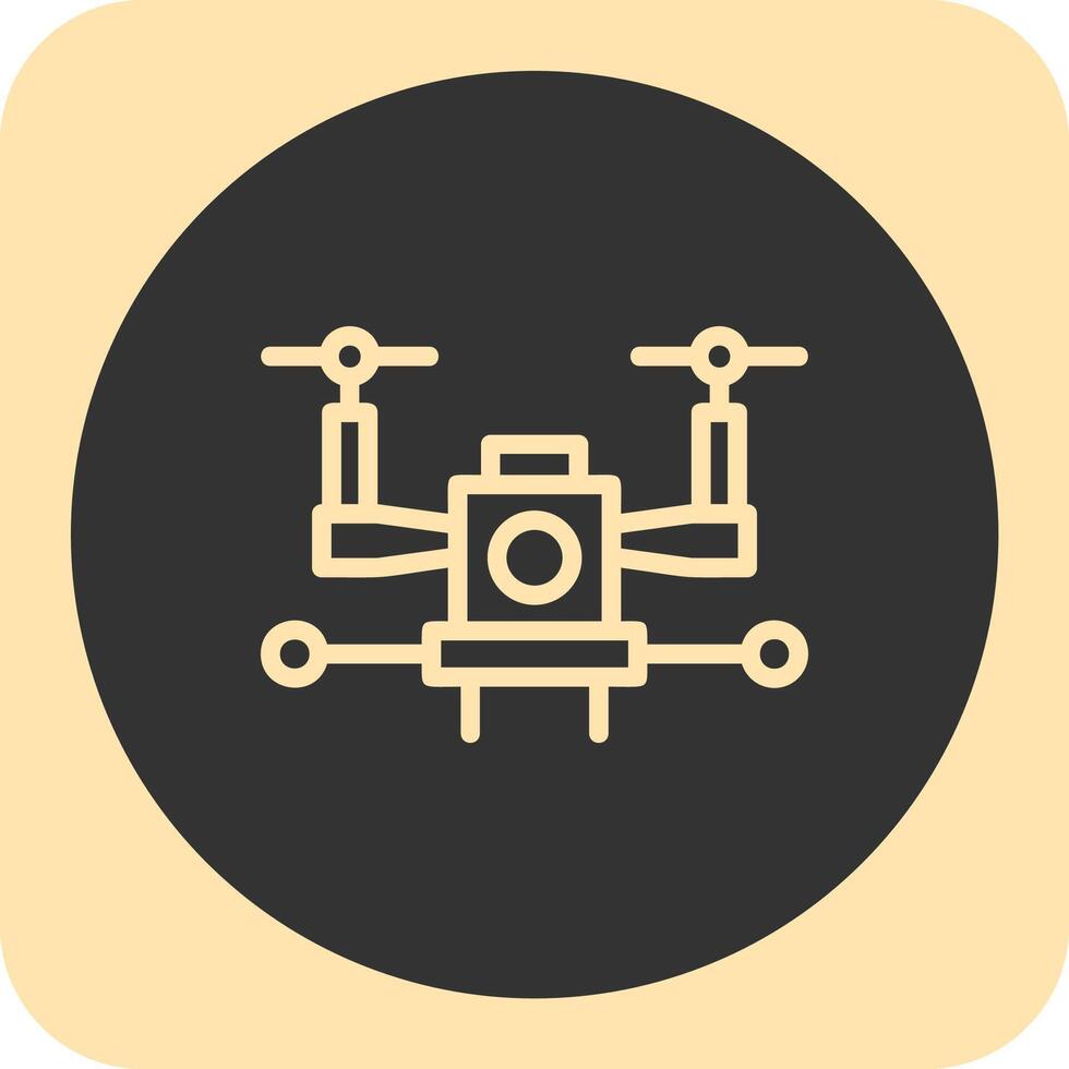 Autonomous Drone Linear Round Icon vector